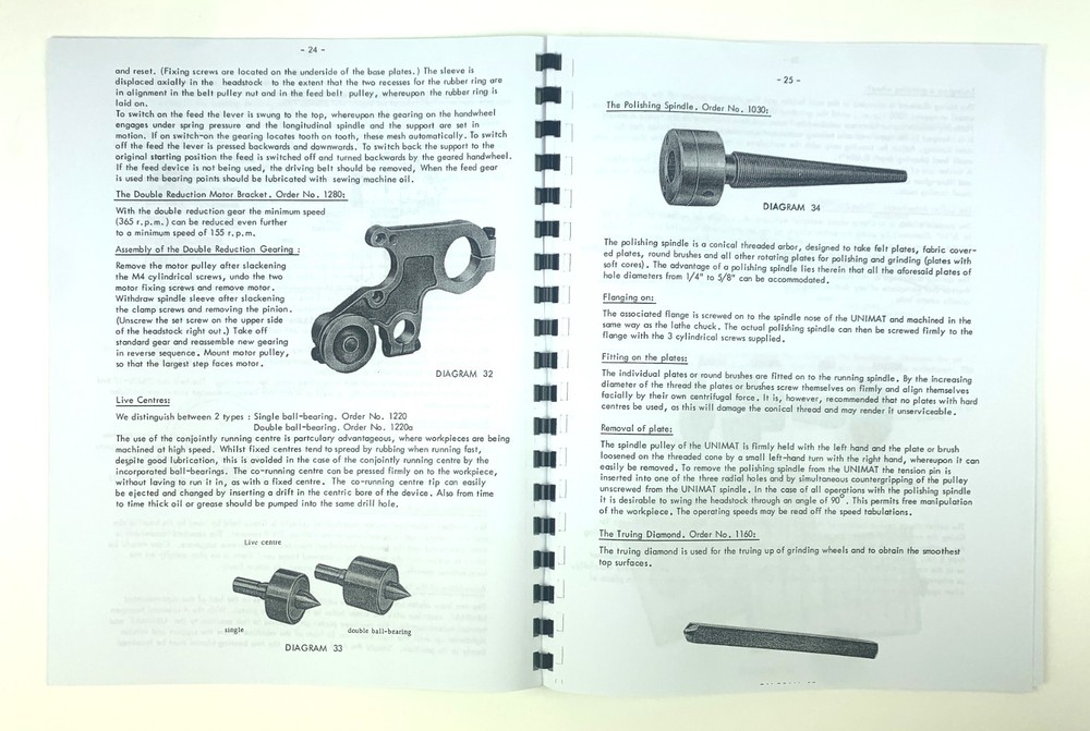 Operating Instructions for the EMCO-UNIMAT Model SL small machine tool.