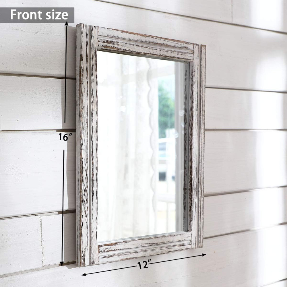 Wall Mirror with Wood Framed Rustic Mirrors for Wall Rectangle Decorative for Be