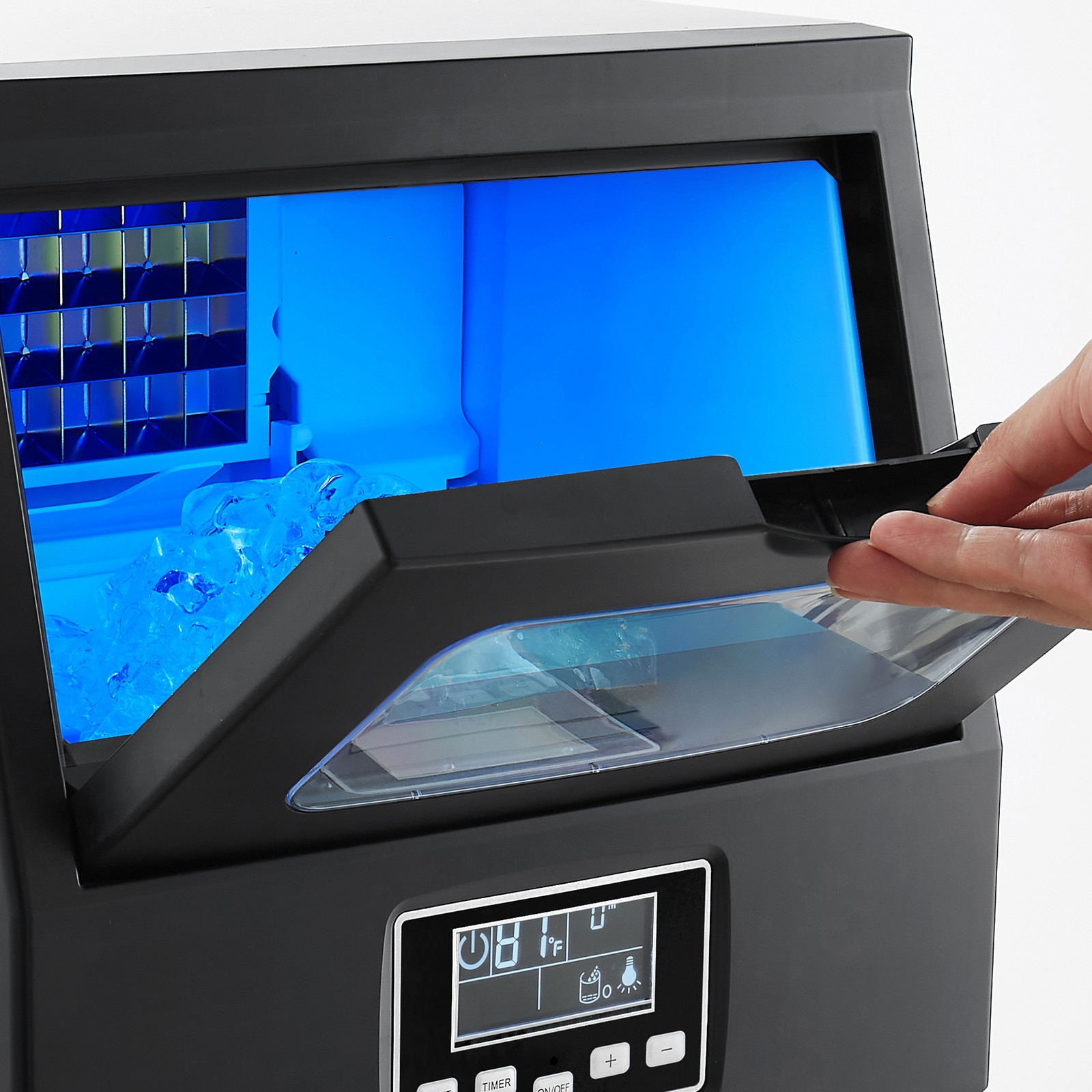 Uimoso 80lbs/24h Commercial Ice Maker Home Bar Restaurant Built-in Cube Machine