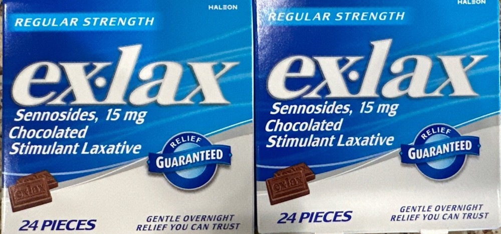 2x24 Ex-lax Regular Strength Chocolated Stimulant Laxative Constipation Relief