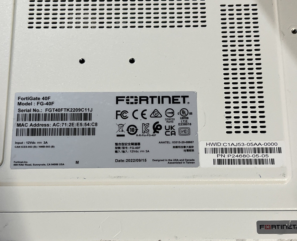 FORTINET FORTIGATE FG-40F NETWORK SWITCH
