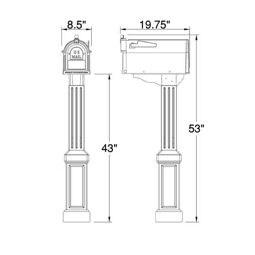 Craftsman Mailbox and Post Kit, Black