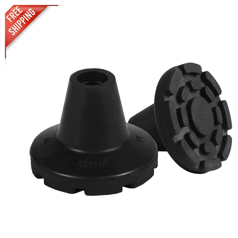 7/8 Inch Rubber Crutch Tips - Durable Non-Slip Replacement, Pack of 2