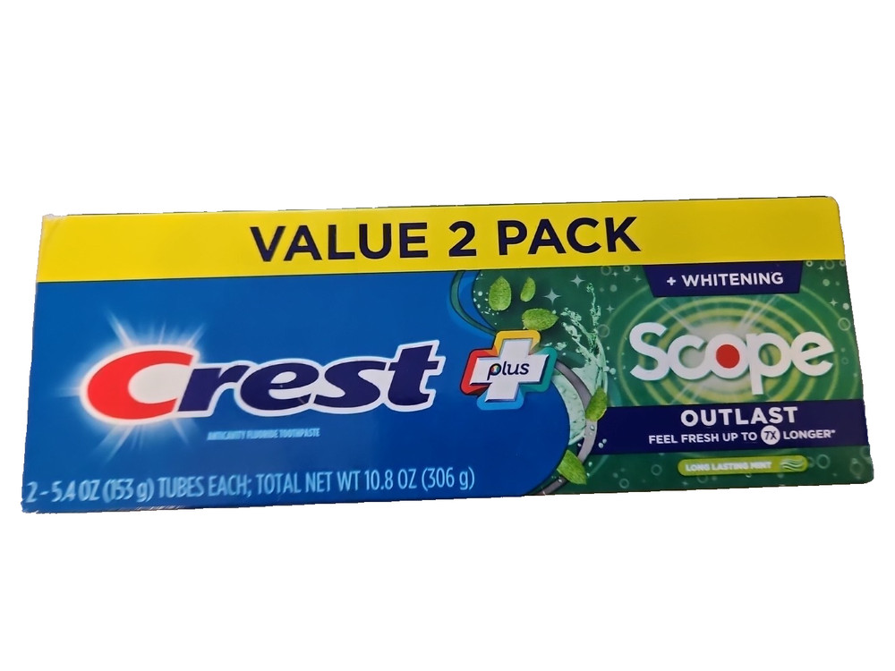 Crest  Plus Scope Whitening Toothpaste 2 PACK(EXP. 12/2027)
