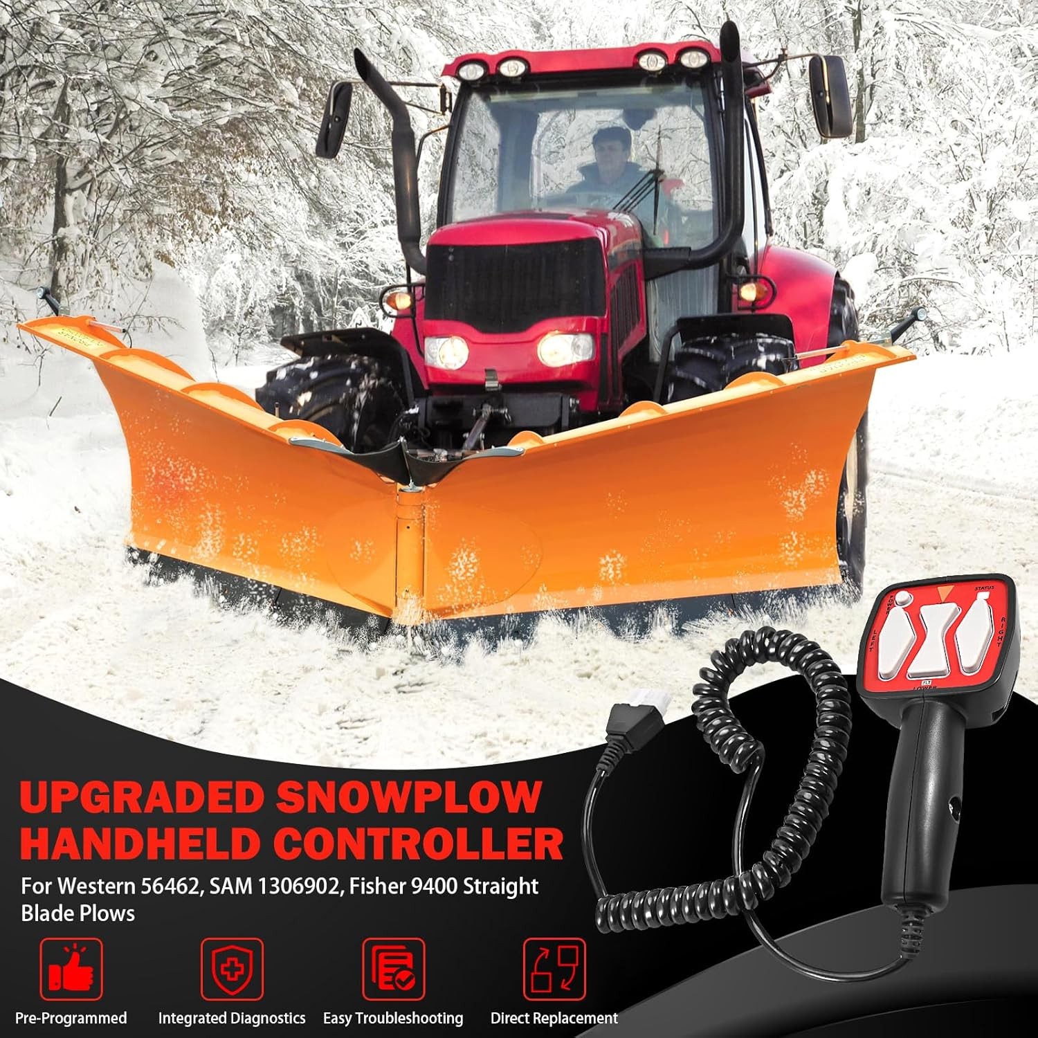 Straight Blade Plow Controller for Buyers 1306902 Western 56462 Fisher 9400 6Pin