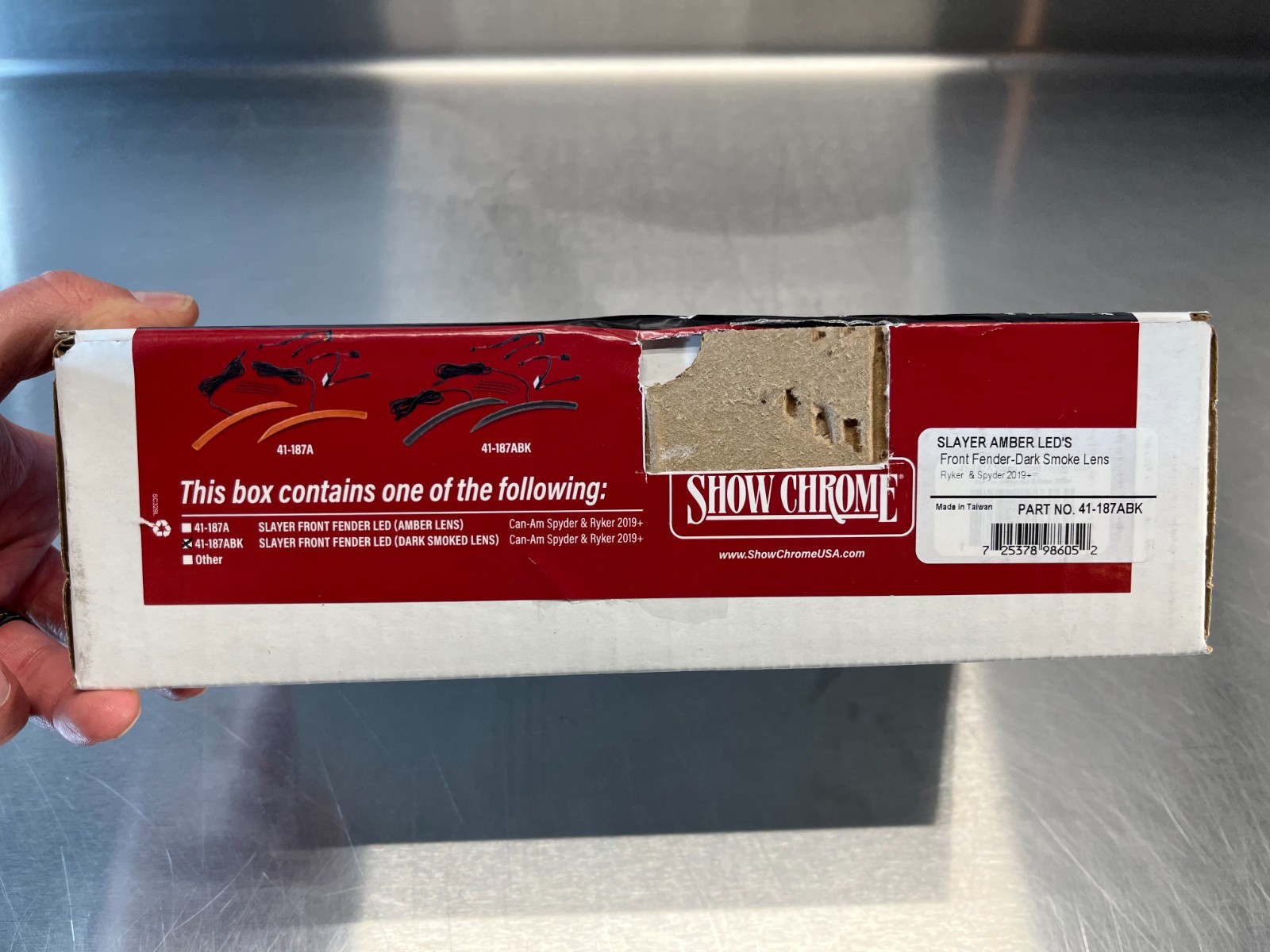 Show Chrome Slayer Front Fender LED w/ Smoke Lens Can-Am Ryker Spyder 41-187ABK