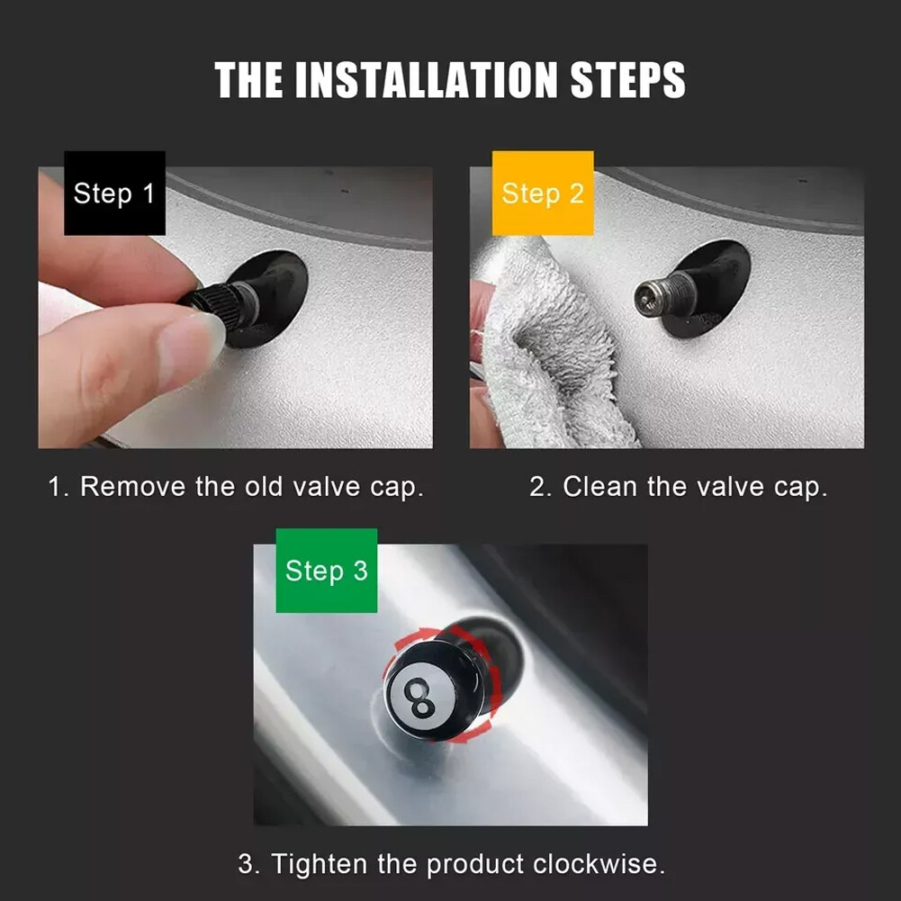 8Pcs Pool 8 Ball Tire/Wheel Car Tire Valve Stem Air Caps Cover for SUV Bicycle