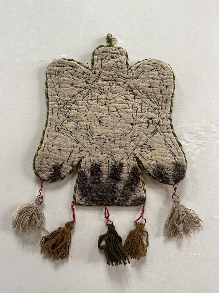 MIDDLE EASTERN WALL HANGING Textile Wool Hand Embellished Global Chic
