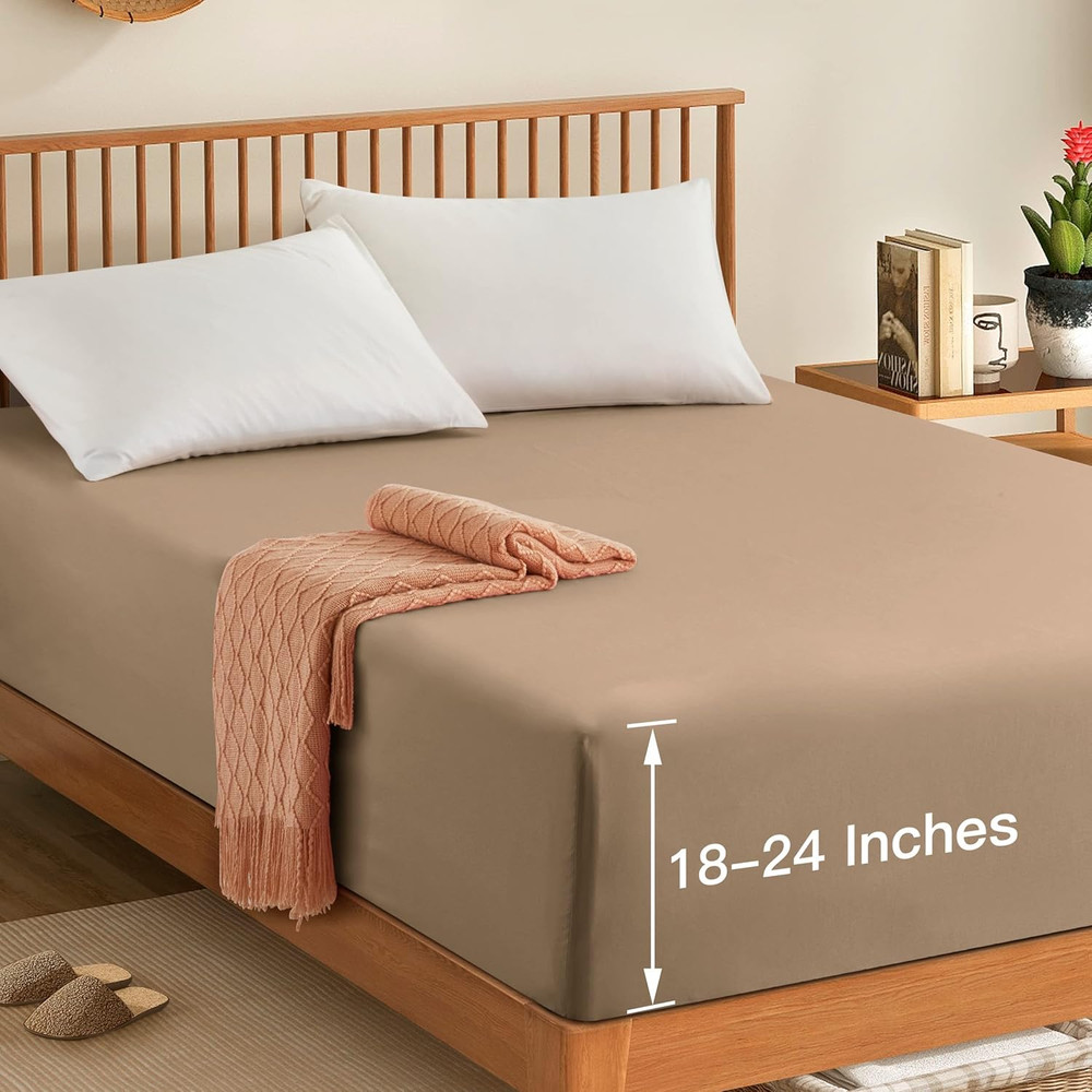 Cal King Extra Deep Pocket Fitted Sheet Only - 1800 Thread Count Hotel Deep F...