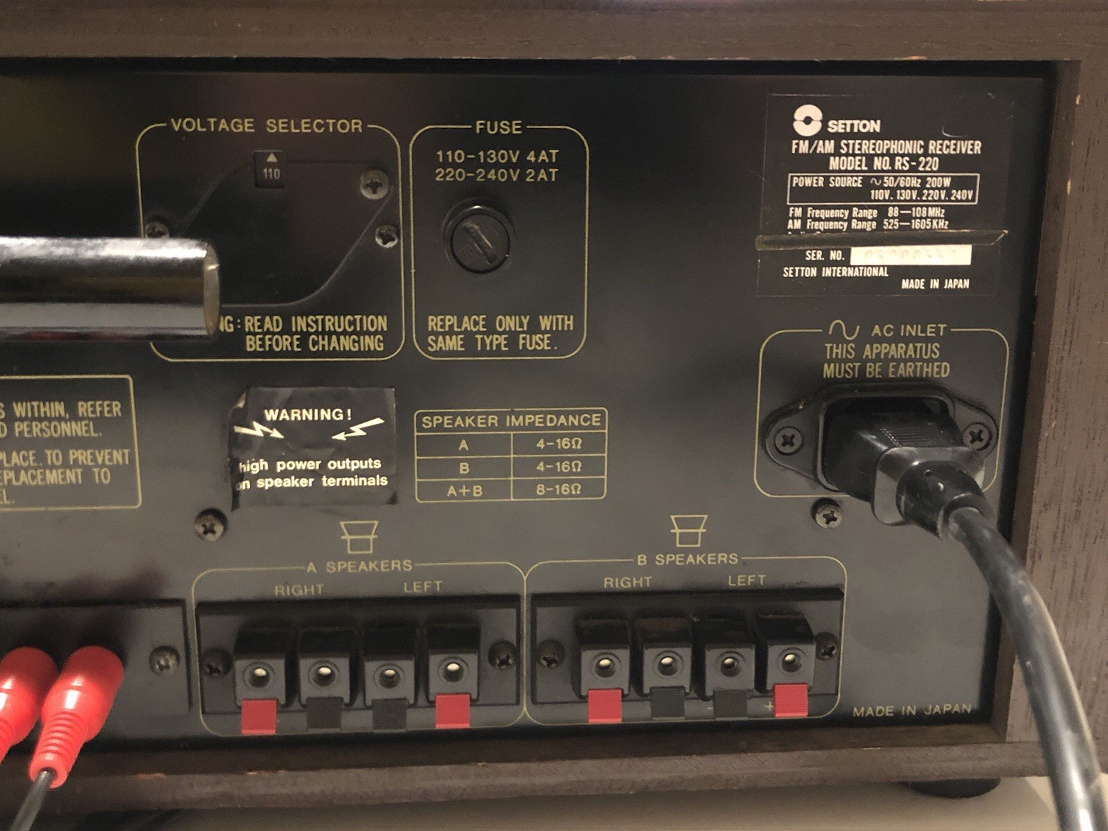 Setton Stereophonic Receiver Model RS 220 Tested,Cleaned, custom preamp out & in