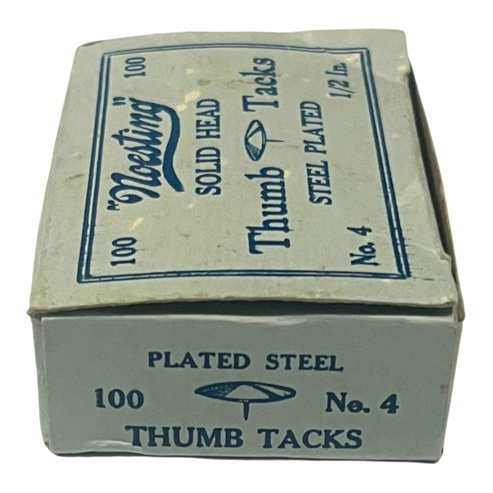 NOESTING No. 4 Solid Head Steel Plated Thumb Tacks 86 Tacks - Vintage