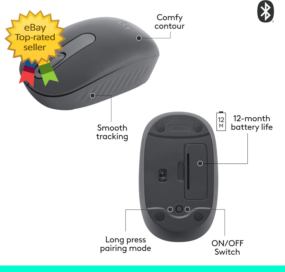 M196 Bluetooth Wireless Mouse Compact and Portable Mouse for Laptops Tablets