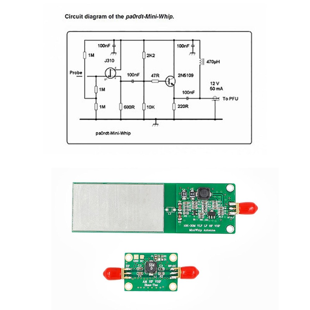 10KHz-30MHz SMA Female Output Interface Mini-Whip Module&MF / HF Module E