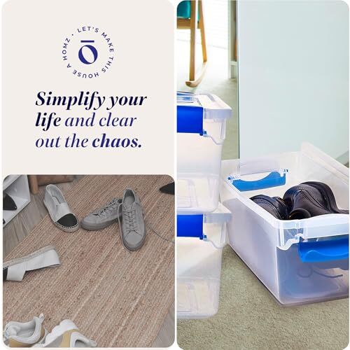 5 Pack Small Clear Plastic Storage Bins with Latching 7.5 QT (5 Pack) Blue