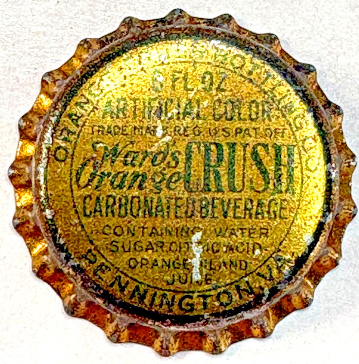 WARD'S ORANGE CRUSH BOTTLE CORK CAP SODA POP 6 OZS PENNINGTON, VA NEW OLD STOCK