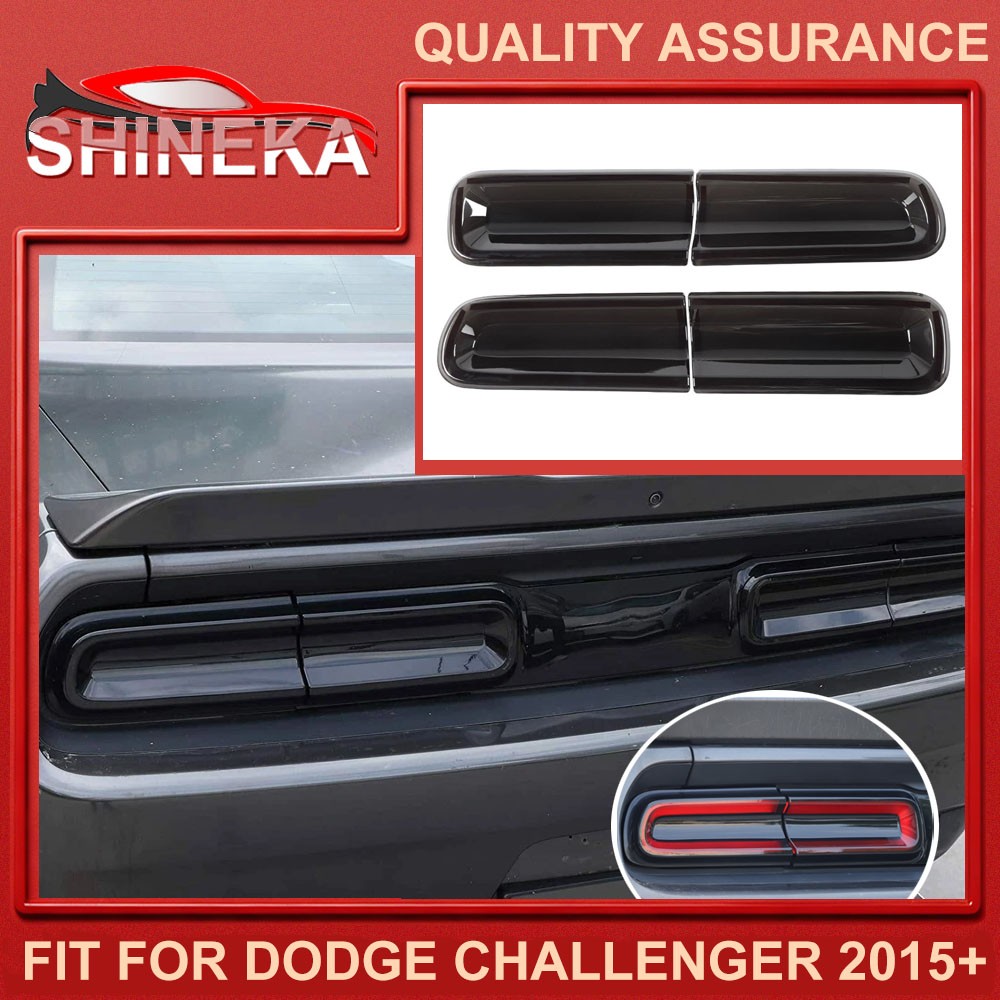 Smoked Tail Light Covers Rear Light Guards Trim for Dodge Challenger 2015-2023