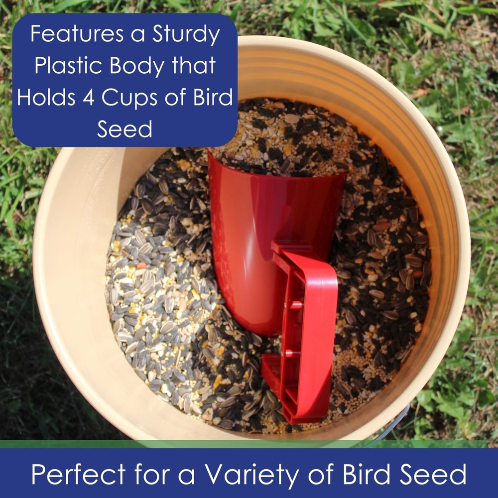 Bird Seed Scoop Quick Release Plastic Feeder Tool, 4 Cup Capacity