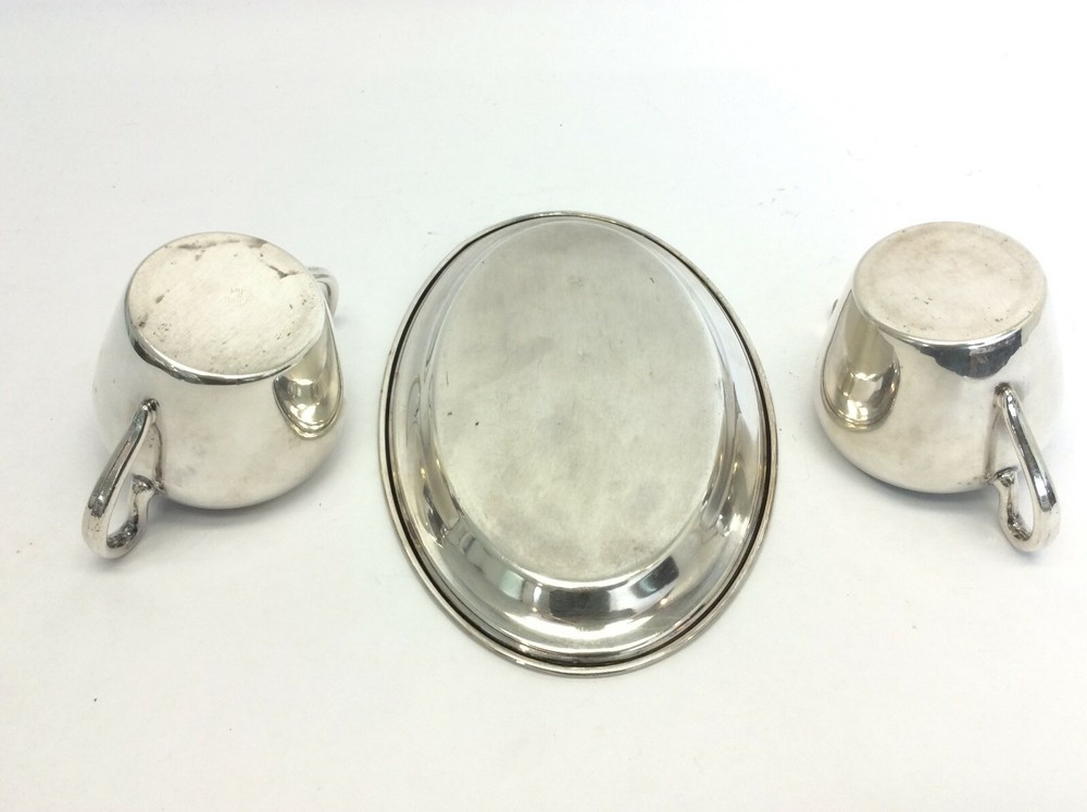 Vintage Set Used Academy Silver on Copper Silverplate Creamer Sugar Bowl