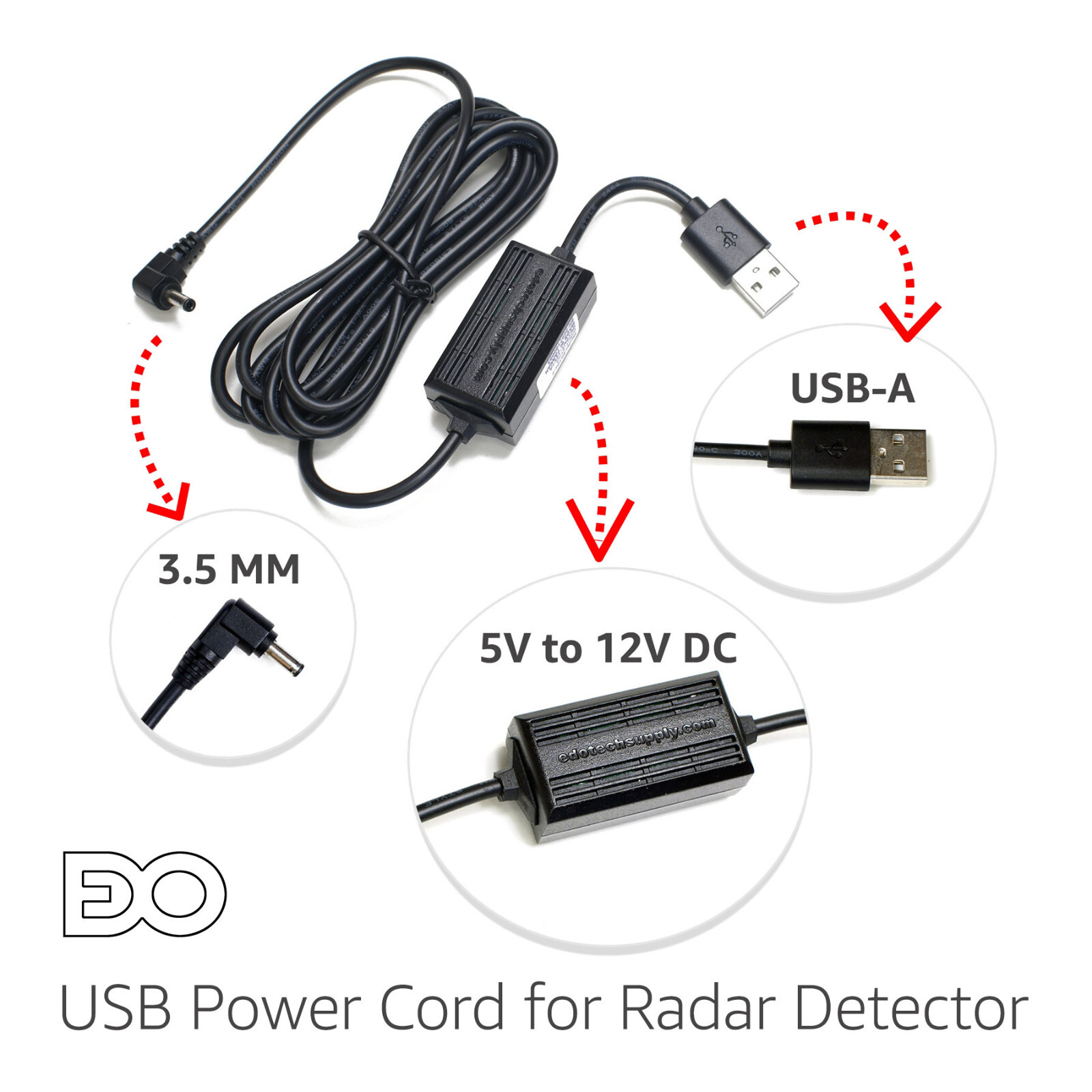 USB Car Power Cord for Z-19R Z-11R Z-15R Xtr145 Whistler Radar Laser Detector