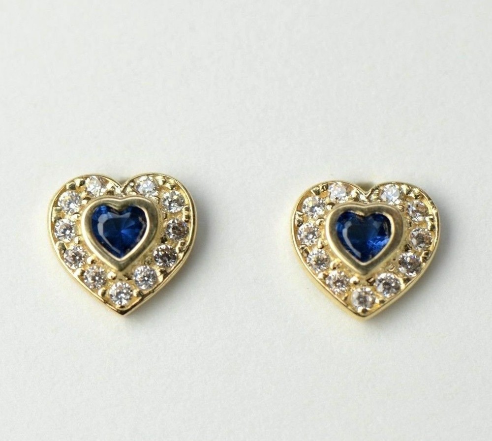 14k Solid White Gold Halo Heart Stud Earrings