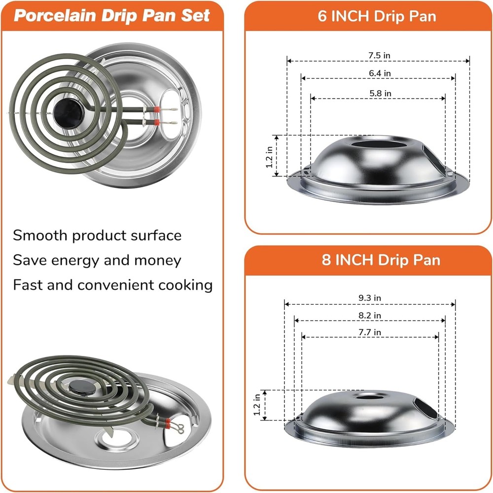 MP22YA Electric Range Burner Surface Element (2) MP15YA 6",(2) MP21YA 8" 12pcSet