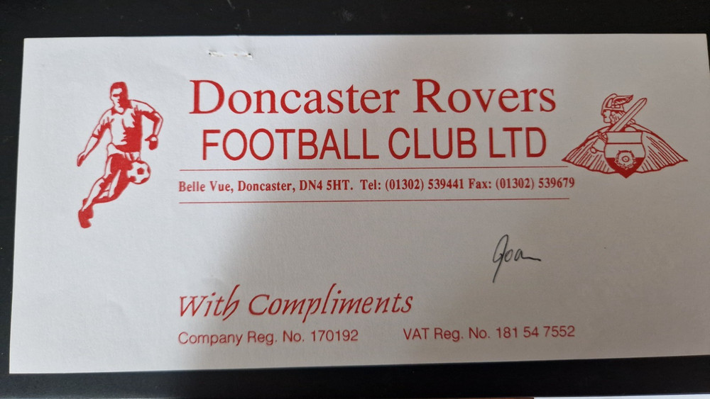 Doncaster Rovers - compliments slip