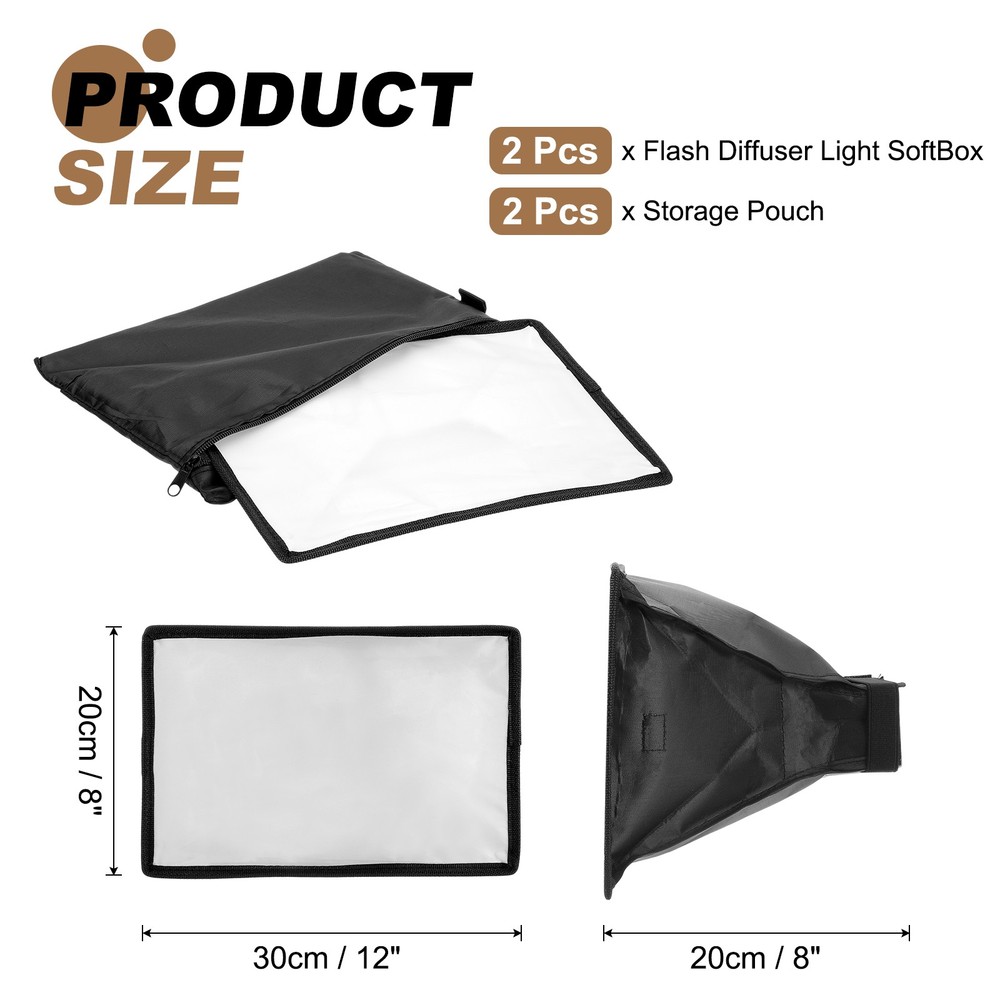 2pcs 8" x 12" Flash Diffuser Light SoftBox, for Nikon SB-5000 SB-700, Black