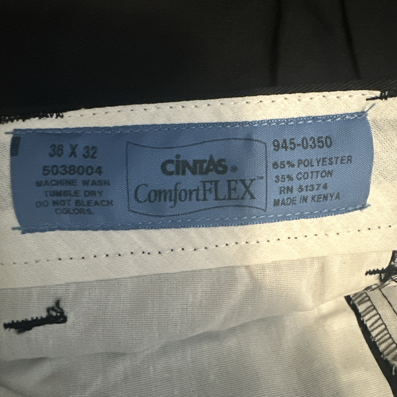 Lot 3 Cintas Comfort Flex Black Work Pants Size 36x32 #945-35 Very Comfortable