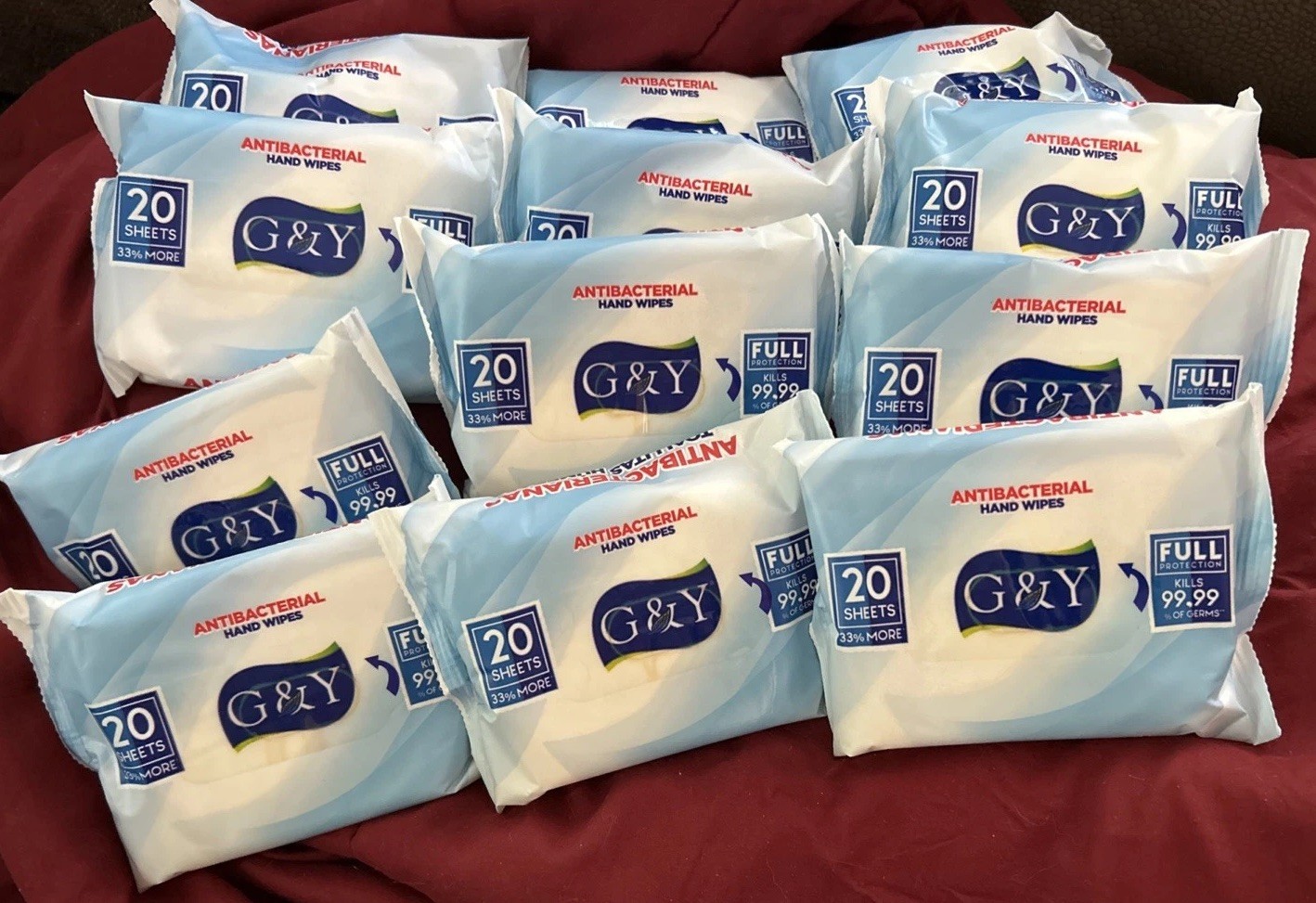 G&Y AHW, Antibacterial Hand Wipes, 12 pack