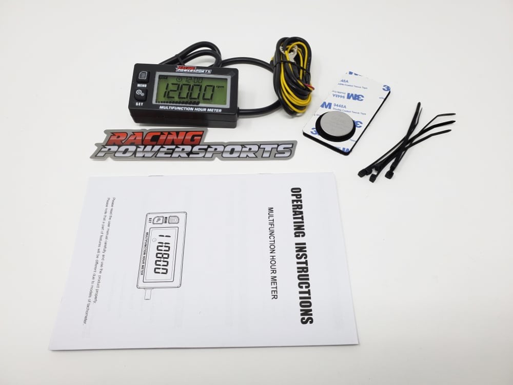 RacingPowerSports Backlight LCD Inductive Multifunction Hour Meter Tachometer