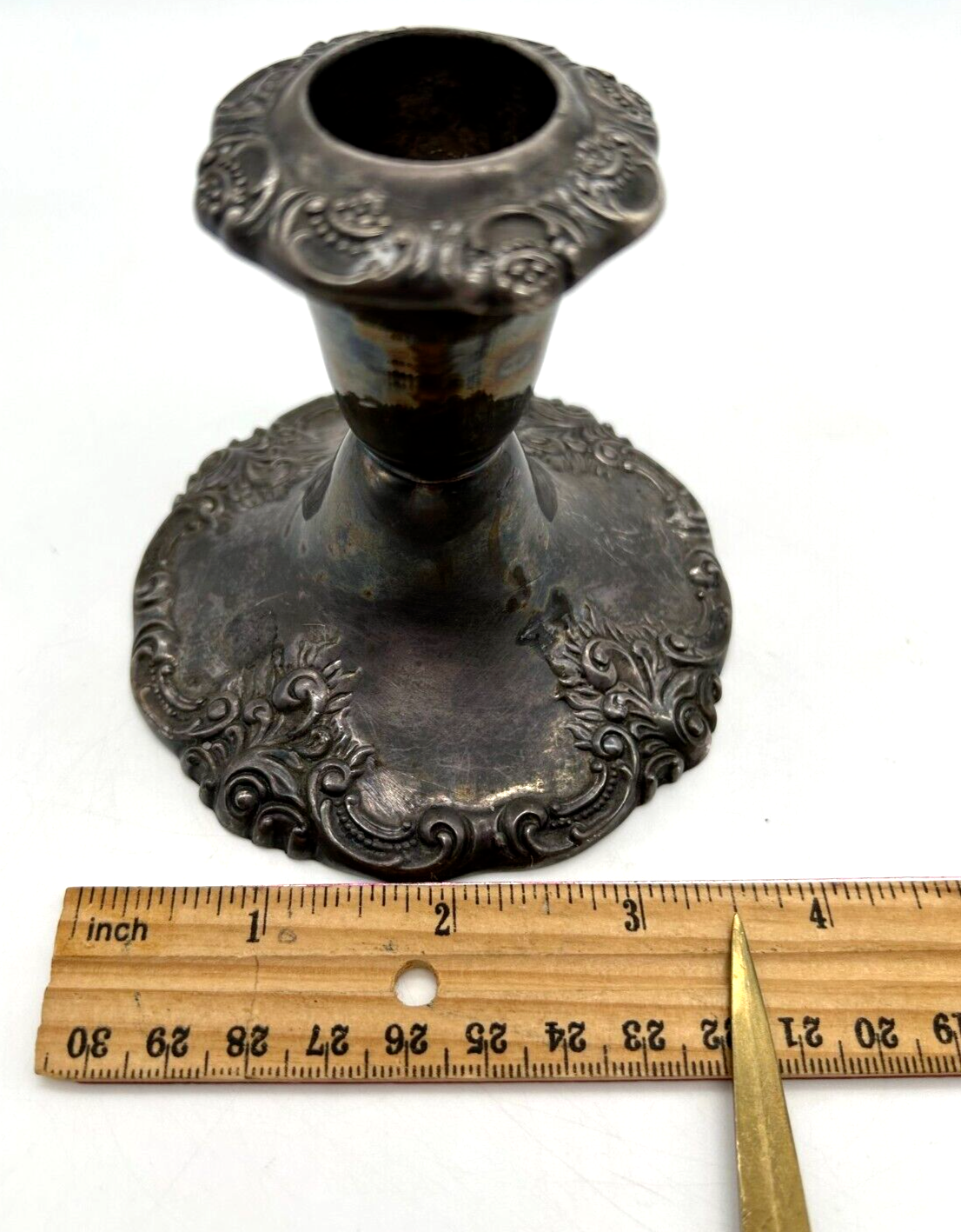 Wallace Baroque Pair of Silver Weighted Candlesticks 750