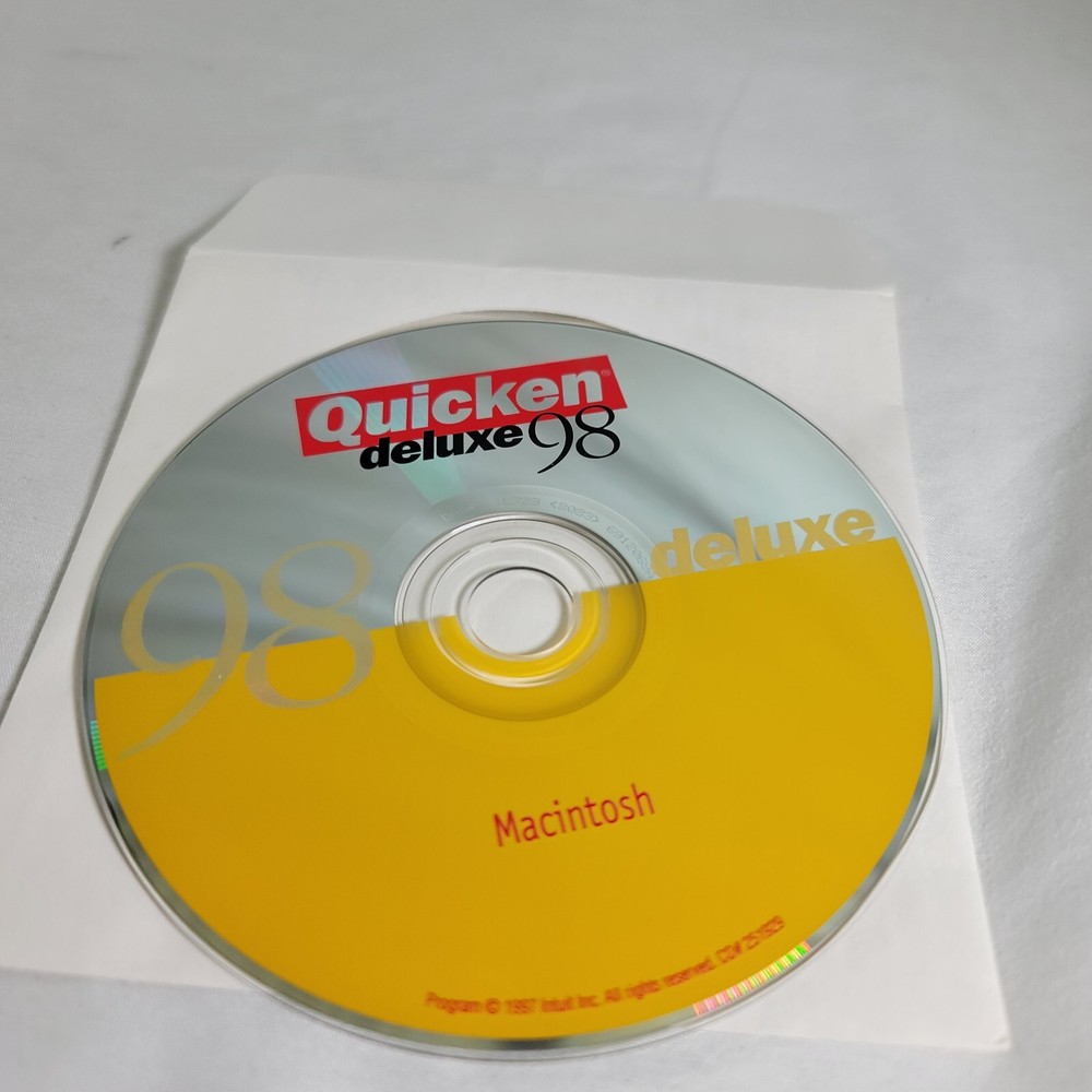 Apple Quicken Deluxe 98 Macintosh Mac Edition Software Installation CD-ROM