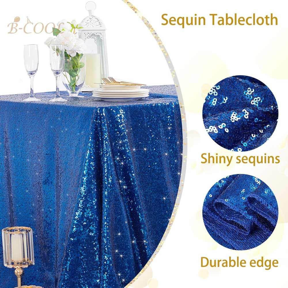 Sparkle Royal Blue Sequin Tablecloth Rectangle Table Cloth Linen Glitter Cake
