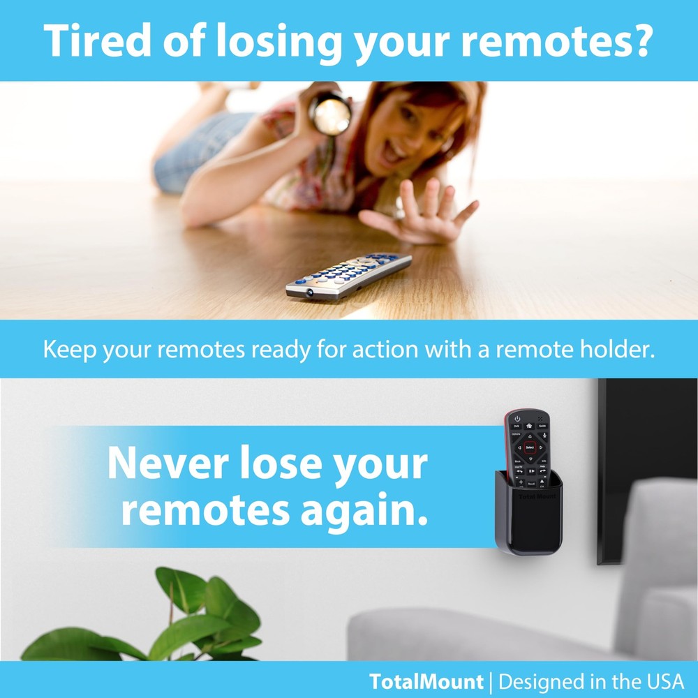 TotalMount Universal Remote Control Holder - Medium (Black) Medium, Black
