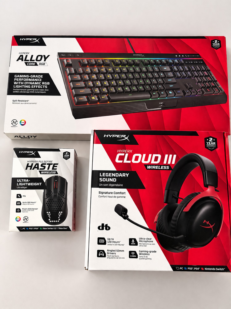 HyperX Gaming Bundle Cloud III Wireless Headset Alloy Core RGB Keyboard Pulsefir