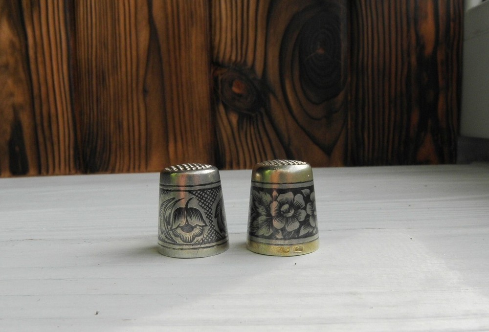 Lot 2 Antique Soviet Empire Thimbles Silver 875