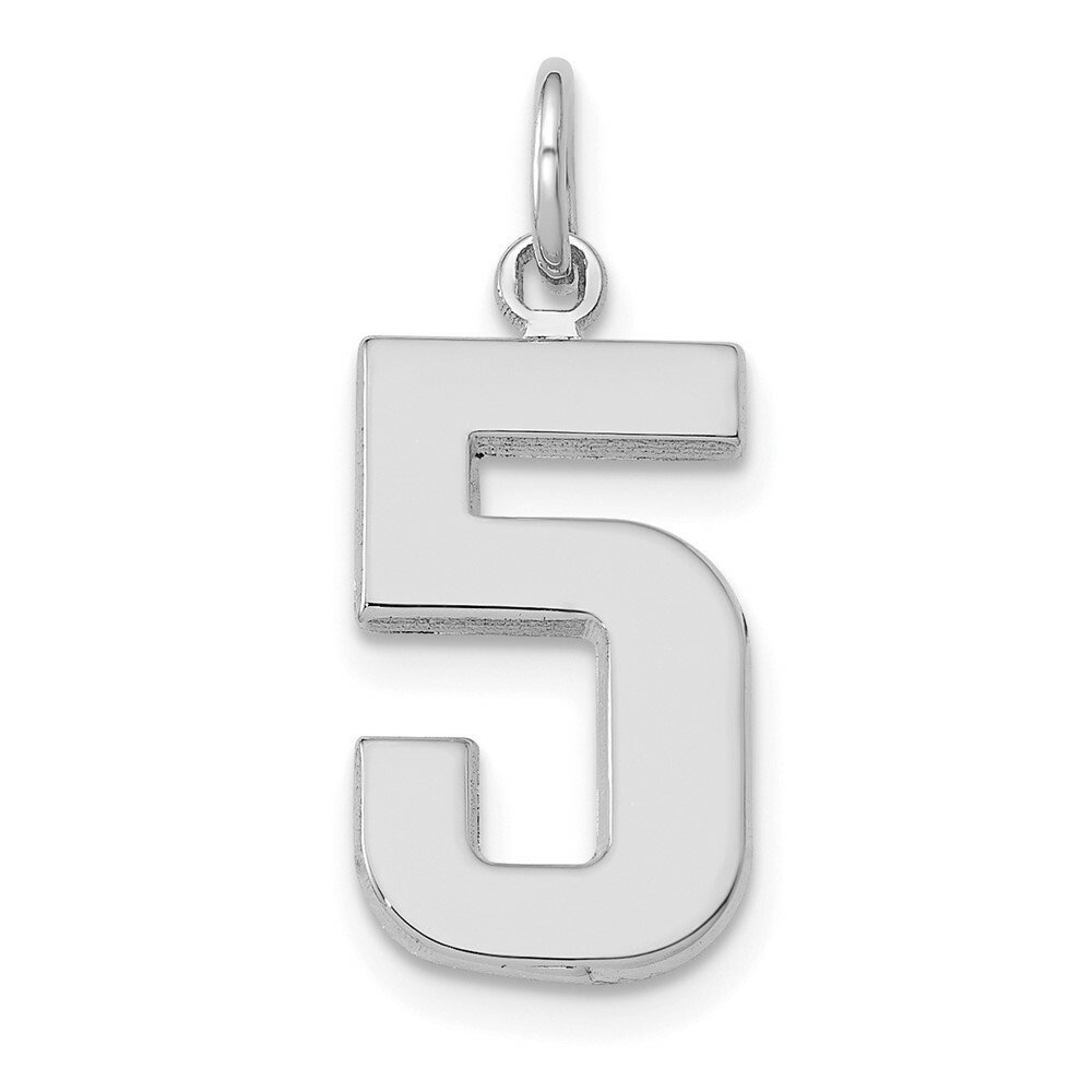 14K White Gold Medium Polished Number 5 Charm