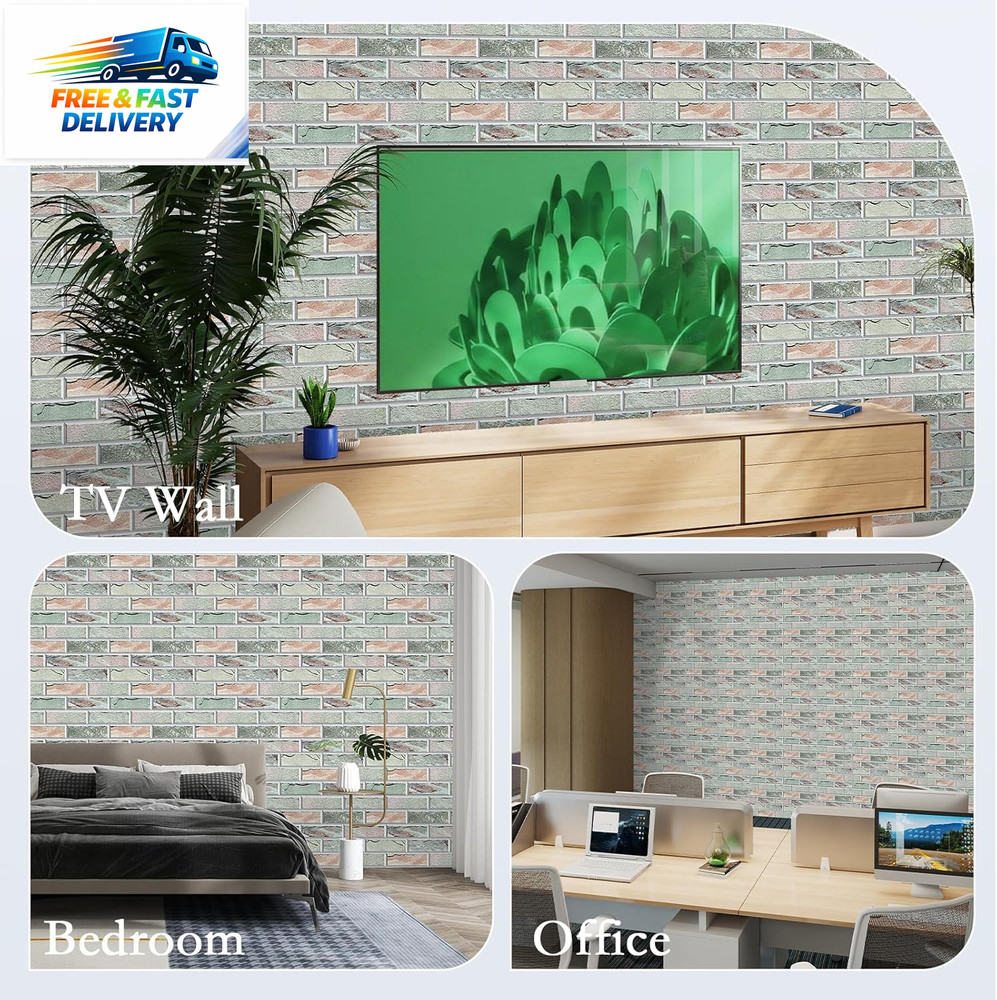 12Pack Acoustic Panels, Self-Adhesive 3D Brick Pattern Sound Proof Panels for Wa