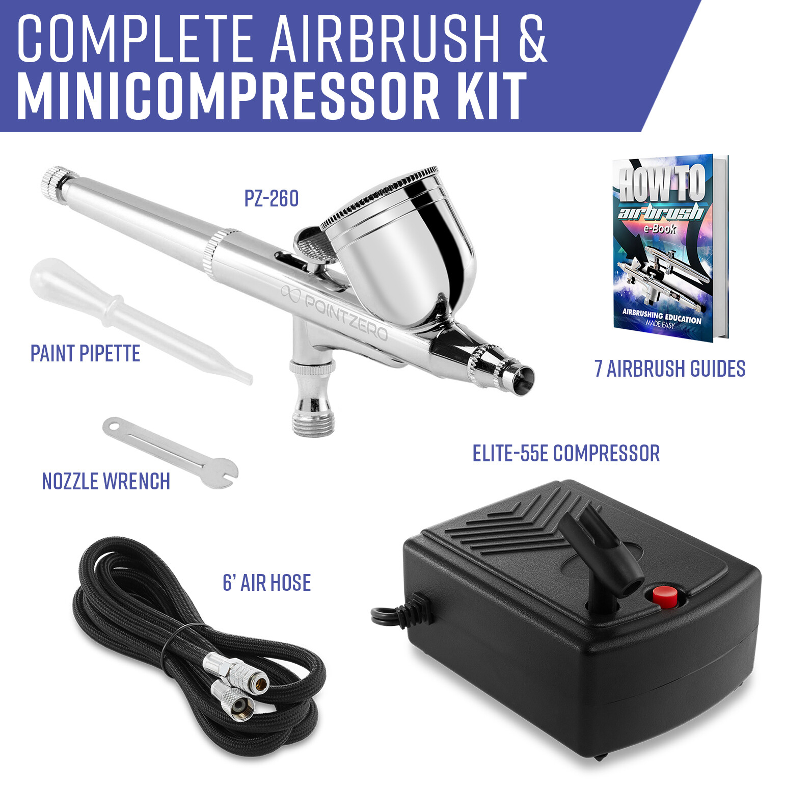 Dual Action Airbrush Kit with Mini Compressor
