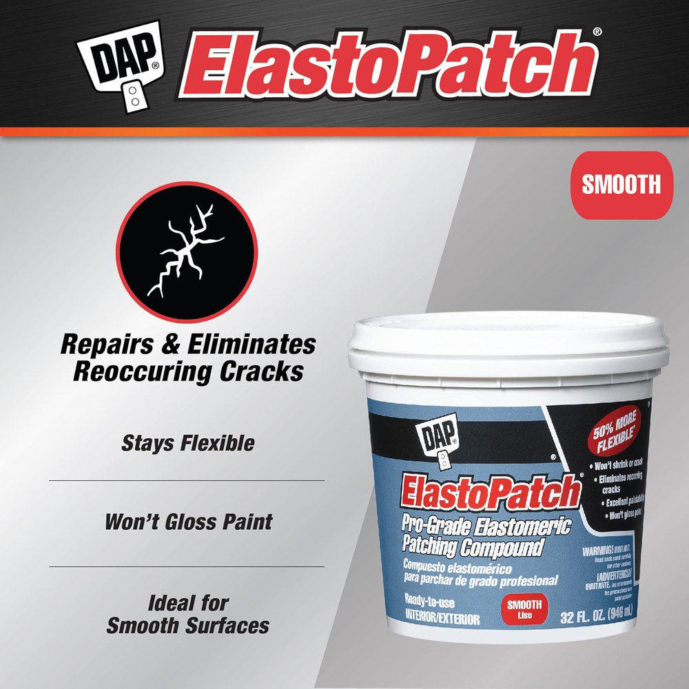 Elastopatch Smooth Flexible Patching Compound, White, 32 Oz (7079812278)