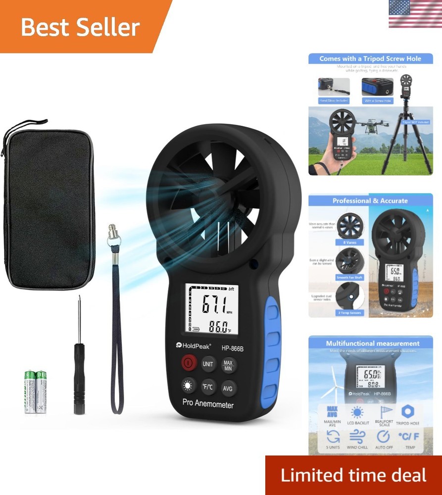 HoldPeak 866B Digital Anemometer Handheld Wind Speed Meter for Measuring Wind...