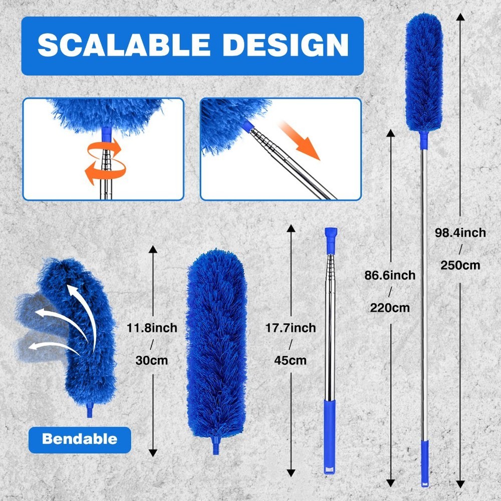 Cobweb Duster with Extension Pole, Web Brush and Washable Ceiling Duster5808