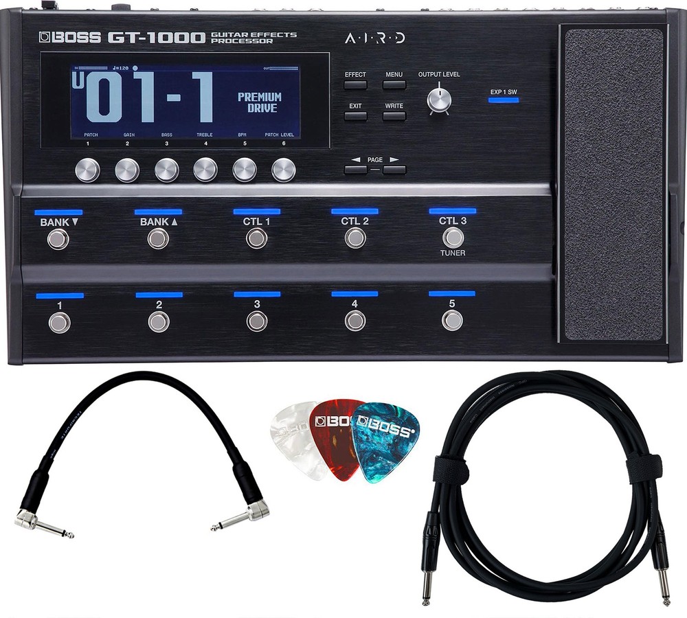 Boss GT-1000 Guitar Effects Processor w/ Instrument Cables
