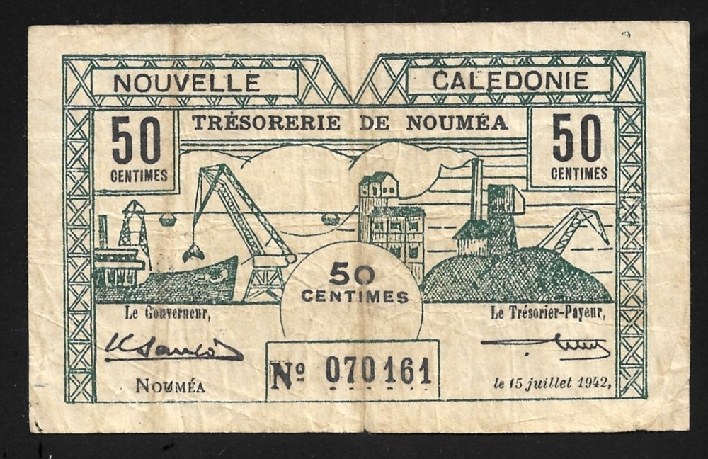 New Caledonia - Old 50 Cent. Note - 1942 - P51 - Circulated