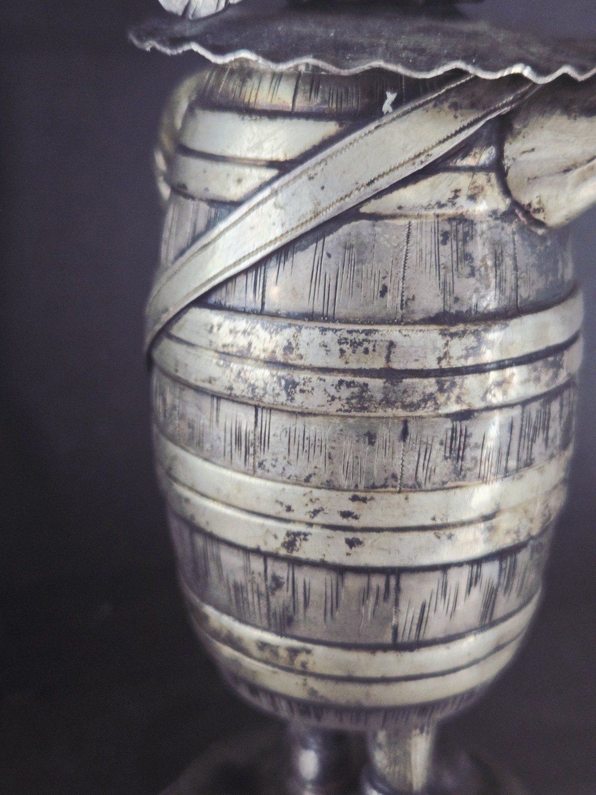 ANTIQUE HANAU GERMAN STERLING SILVER CUP TANKARD BEER STEIN DRUNK MAN FIGURE