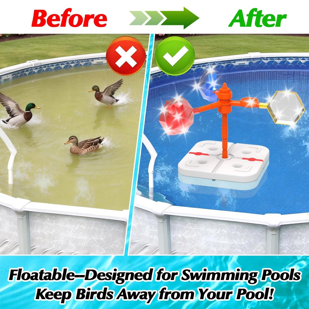 Pool Bird Deterrent Device, Floating Reflective Bird Deterrent Windmill, Keep...