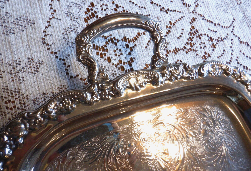 Silverplate Footed Platter Rectangular with Handles