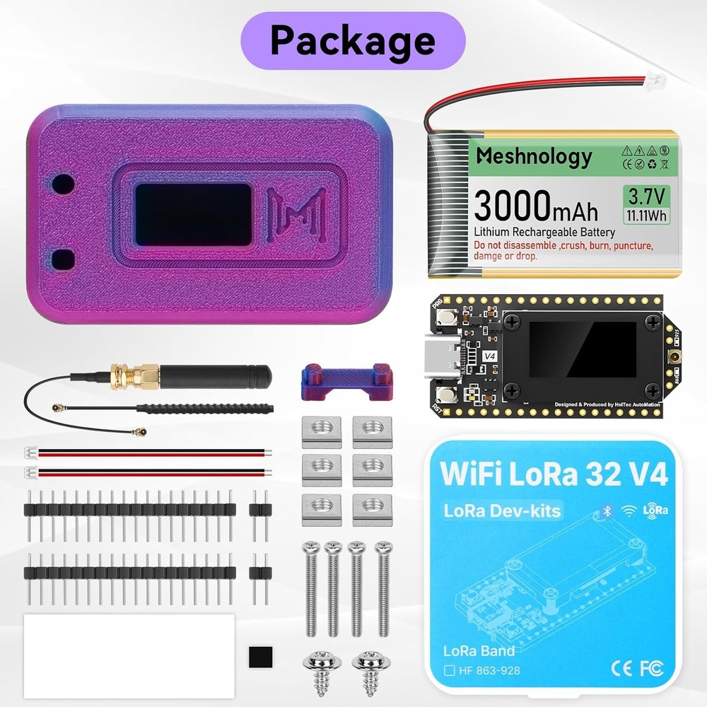 LoRa 32 V4 GPS ESP32 OLED Dev-Board WiFi + Case+ Battery+Antenna for Meshtastic