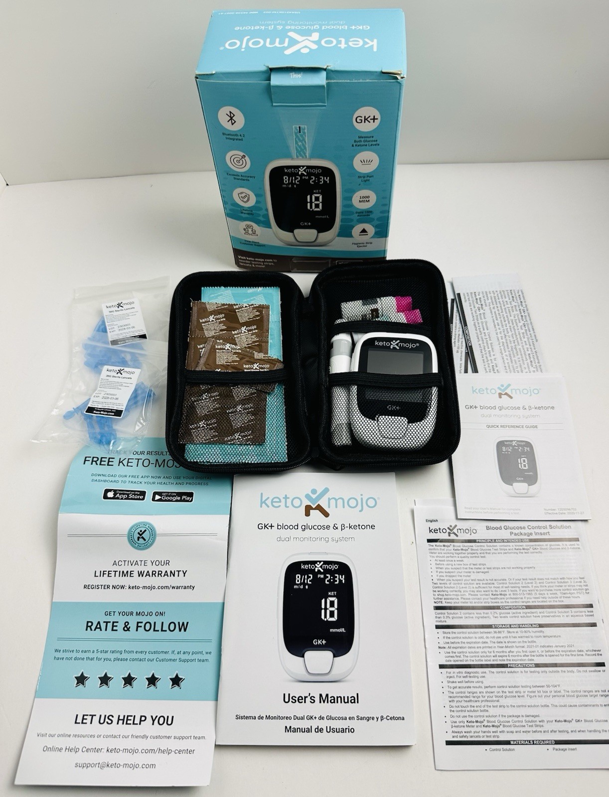 Keto Mojo GK+ Blood Glucose & Ketone Dual Monitoring System Kit ( EXP 2025 )