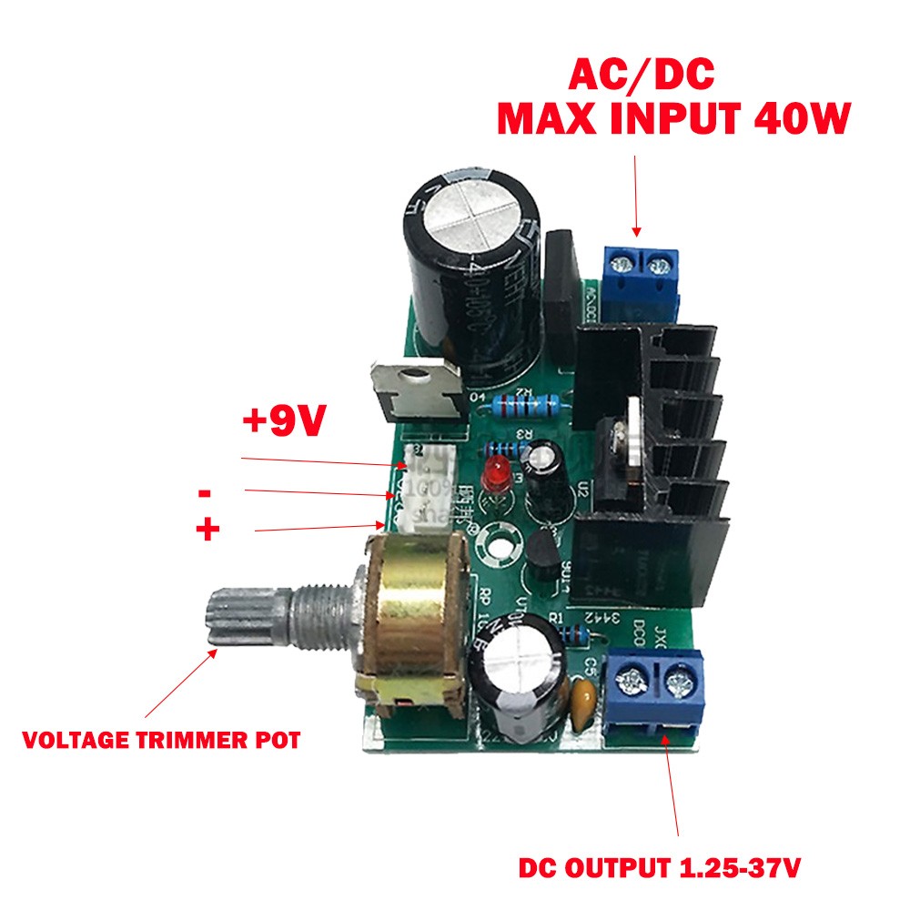 1x LM317 Adjustable Voltage Linear Regulator Step Down Module AC/DC to 5/12/ 24V